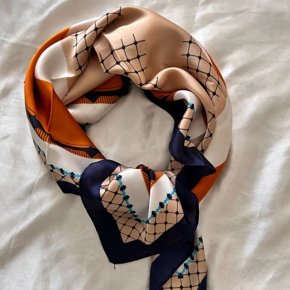 Mulberry 100% Silk Scarf, 27.5x27.5 inch | Breathable Square Headscarf NWT